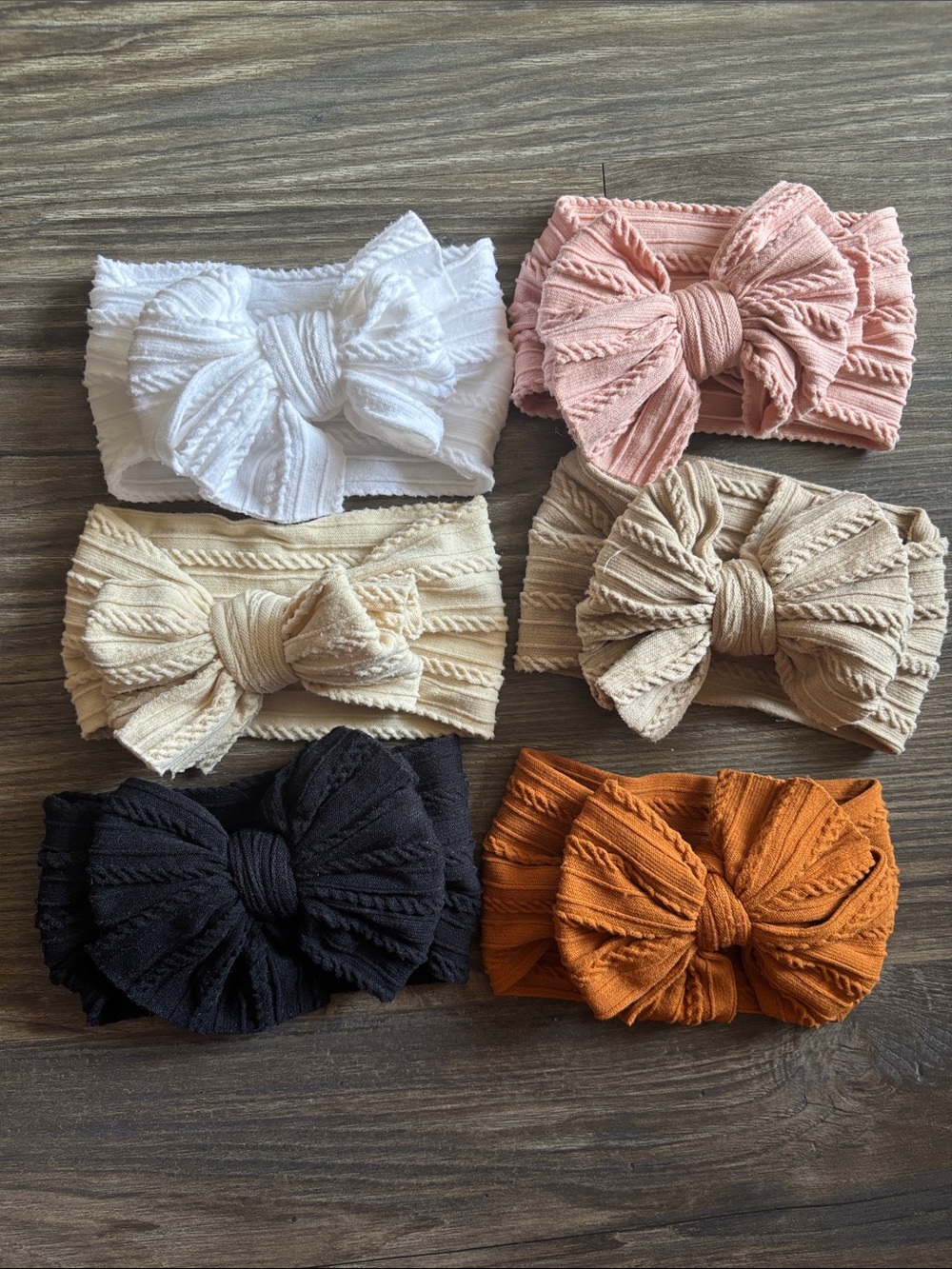 Niceye Handmade Baby Headbands Bows Set White, Pink, Cream, Beige, Black, Orange